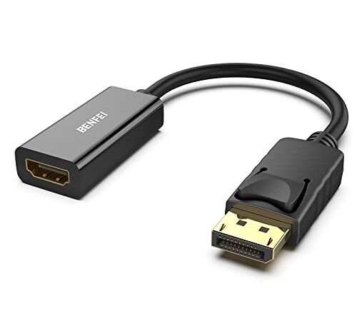 Benfei DisplayPort - HDMIアダプター DisplayPort - HDMI変換ケーブル オス-メス 金メッキコード Lenovo Dell HPおよびその他のブランドに対応。 1 PACK 000095black