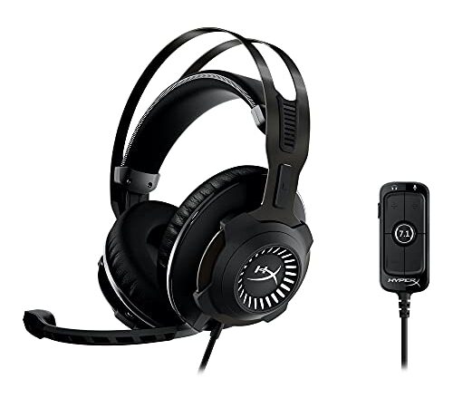 HyperX Cloud Revolver + 7.1 ゲーミングヘッドセット 7.1ch PS4 PS5 PC Switch Xbox低反発クッション  3.5mm 頑丈なスチールフレーム TeamSpeak Discord認証 USBオーディオコントロールボックス付属  HHSR1-AH-GM/G ( 4P5K5AA )