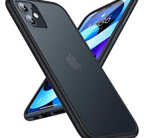 TORRAS iPhone 11 用 ケース 半透明 衝撃吸収 米軍MIL規格取得 マット感 SGS認証 黄ばみなし レンズ保護 ストラップホール付き 6.1インチ アイフォン 11用カバー ブラック