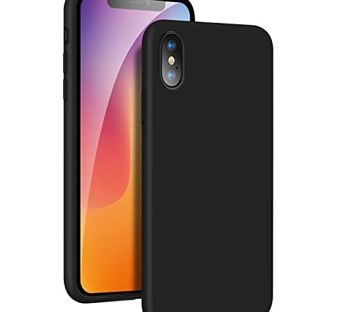 iPhone XS ケース ブラック iPhone X ケース 超軍用規格 耐衝撃 落下防止 指紋防止 TPU 素材 持ちやすい 滑り止め すり傷防止 柔軟 軽量 薄型 ワイヤレス充電対応 アイフォン X/XS カバー (ブラック)