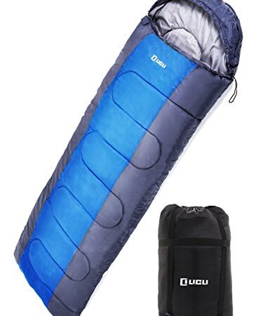 寝袋 冬用 シュラフ LICLI寝袋 1.8kg コンパクト 収納袋付 8色 (ブルー)