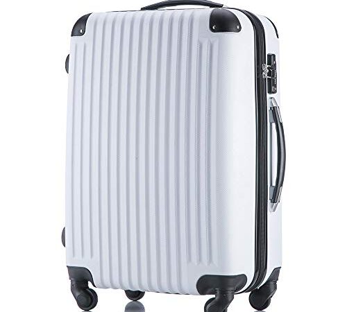 [トラベルデパート] 超軽量スーツケース TSAロック 機内持込み LCC対応 ファスナータイプ ダイヤル式 ホワイト SSサイズ