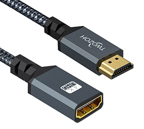 Twozoh HDMI延長ケーブル HDMIオス-メスHDMIコード ナイロン編組HDMIエクステンダー HDMI 2.0ケーブルアダプター 4K@60Hz 3D HDR (0.3M) 対応
