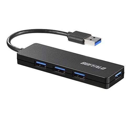バッファロー USB ハブ USB3.0 スリム設計 4ポート バスパワー 軽量 Windows Mac PS4 PS5 Chromebook 対応 テレワーク 在宅勤務 BSH4U125U3BK