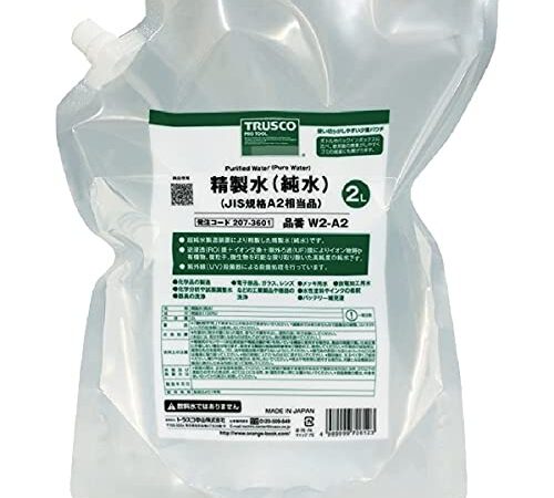 TRUSCO(トラスコ) 精製水(純水)2L パウチタイプ JIS規格A1~2相当品 W2-A2