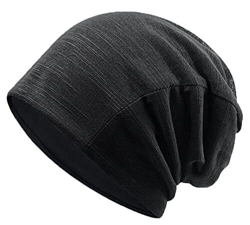 [MECOLO] ニット帽 ソフトガーゼ シンプルなデザイン・肌に優しい・締め付け感ゼロ オールシーズン ストレッチ性 柔らかい 綿 無地 ロールアップワッチ ビーニー ニットキャップ ガーゼ帽子 サマーニット帽 医療用帽子 メンズ レディース(ブラック)